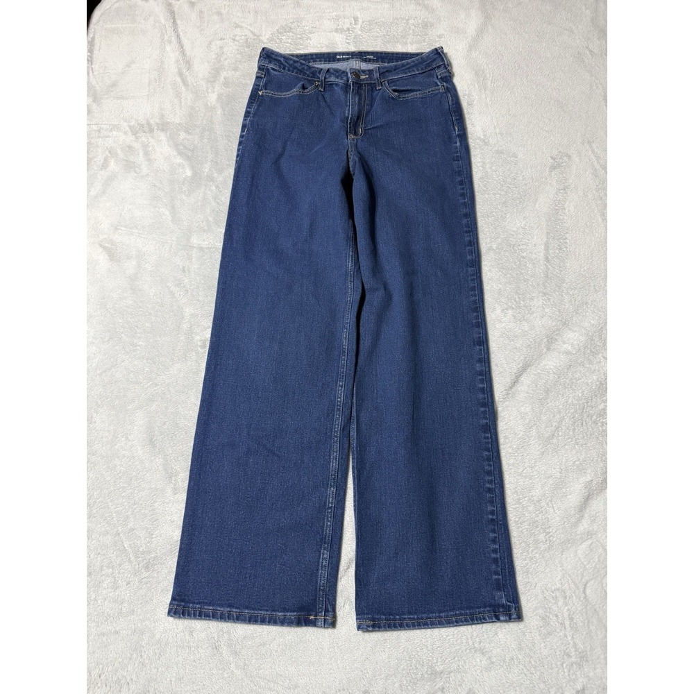 Old Navy Jeans Womens 10 Tall Blue High Rise Wow Wide Leg Medium Wash 29x30.5